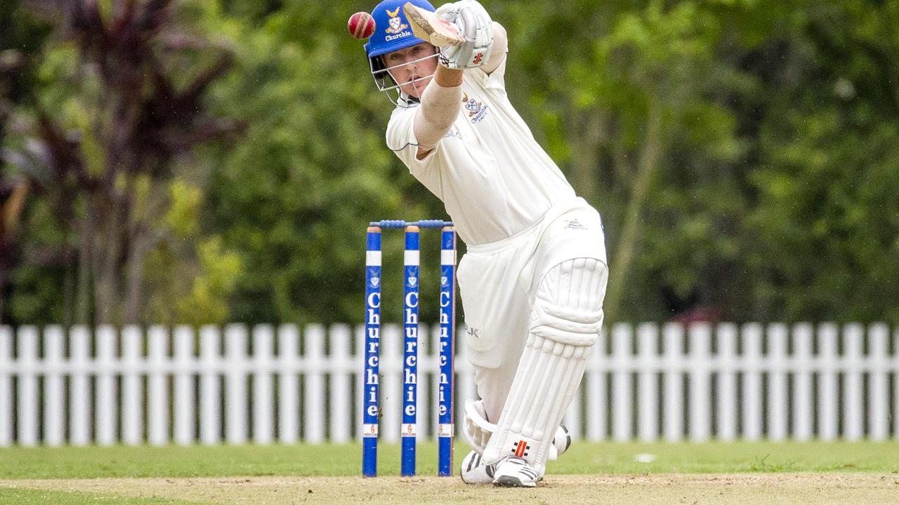 Churchie batsman Flynn Thomasson in 2021. He is now a under 19 country player. (AAP Image/Richard Walker)