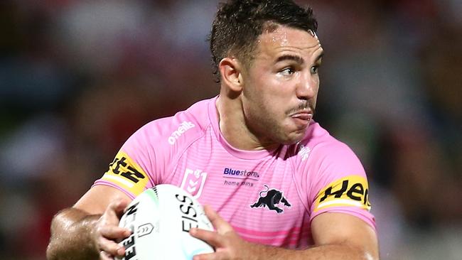 SYDNEY, AUSTRALIA - MARCH 18:  Sean O'Sullivan of the Panthers runs the ball during the round two NRL match between the St George Illawarra Dragons and the Penrith Panthers at Netstrata Jubilee Stadium on March 18, 2022, in Sydney, Australia. (Photo by Jason McCawley/Getty Images)