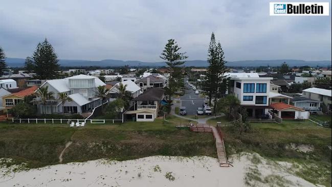 Drone footage of Millionaires' Row, Mermaid Beach