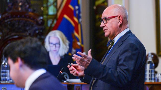 Councillor Phillip Martin during an Adelaide City Council meeting. Picture: Brenton Edwards