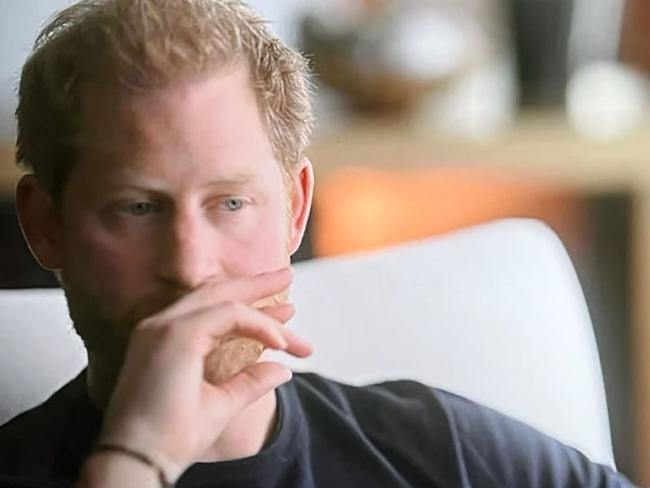 Prince Harry in his Netflix series Harry &amp; Meghan. Picture: Netflix