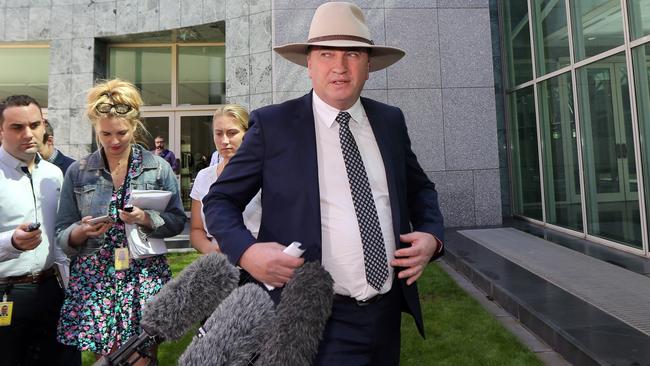 Deputy Prime Minister Barnaby Joyce during a press conference at Parliament House. Picture: Gary Ramage.