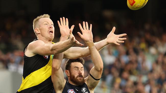 Jack Riewoldt could have a fractured thumb. Picture: Robert Cianflone/Getty Images