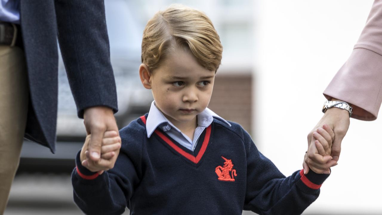 Prince George arriving for his first day of school at Thomas’s Battersea in 2017. Picture: Getty Images