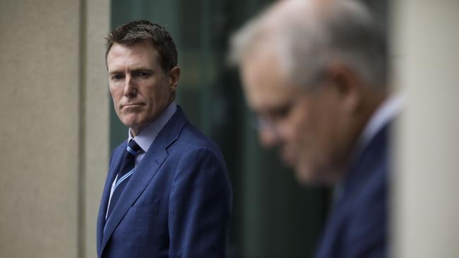 Attorney-General Christian Porter, left, and Prime Minister Scott Morrison in Canberra. Picture: Sean Davey.