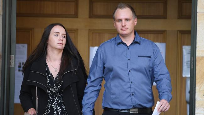 Emily Walker and Jason Lees are seen outside the Adelaide Magistrates court. Picture: NCA NewsWire / David Mariuz