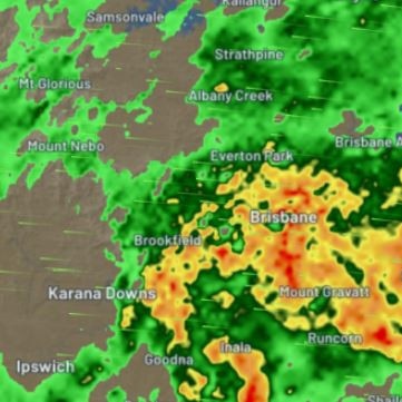 Heavy rain is falling in Brisbane. Picture: Weatherzone