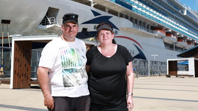 Melbourne tourists Craig and Paula Keating, visiting Cairns on the P&amp;O Pacific Encounter, said that a 2.5 per cent tax wouldn't deter them from visiting the region. Picture: Brendan Radke