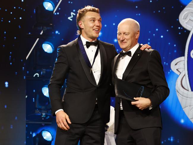 Mr Goyder and last year’s Brownlow medallist Patrick Cripps. Picture: Michael Willson/