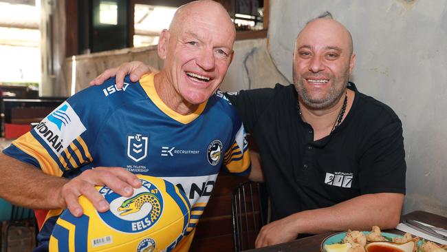 Eels legend Peter Wynn and 317 Restaurant co-owner Pierre Sande in February, ahead of the global coronavirus pandemic that crippled businesses. Picture: Angelo Velardo