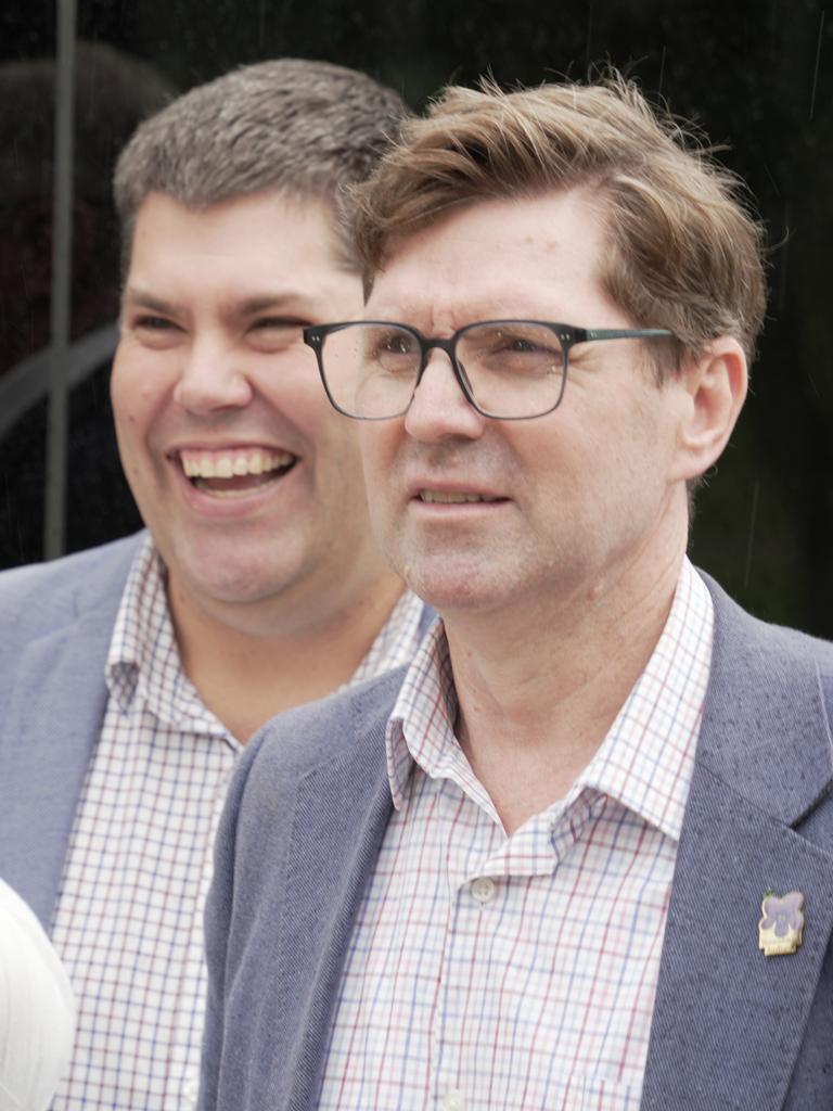 Transport Minister Brent Mickelberg and Toowoomba mayor Geoff McDonald.