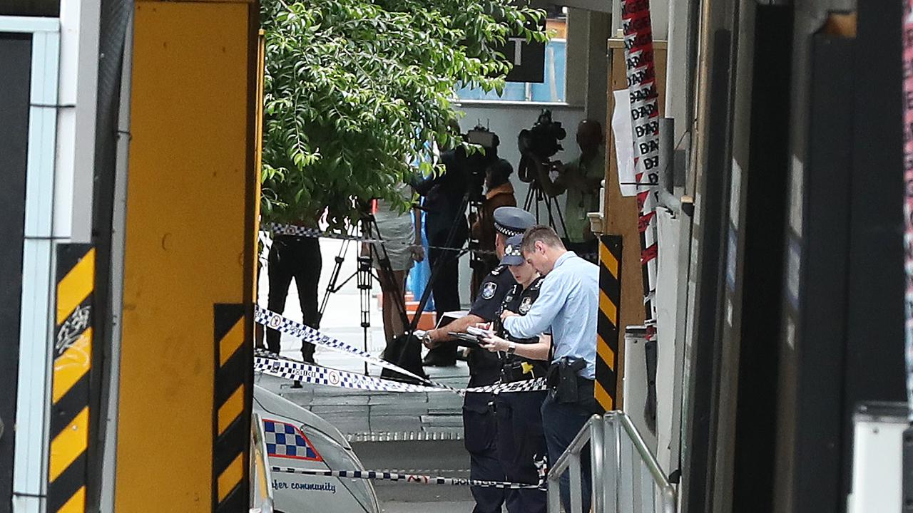 Police have created a crime scene blocking off Mary Street in front of the Westin hotel, Brisbane. Photographer: Liam Kidston.