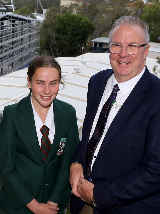 Kelvin Grove State College student Claudia Czerniawski with executive principal Llew Paulger. Picture: David Clark