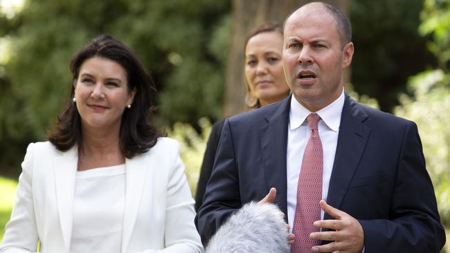 Treasurer Josh Frydenberg and Financial Services Minister Jane Hume. Picture: NCA NewsWire/Sarah Matray