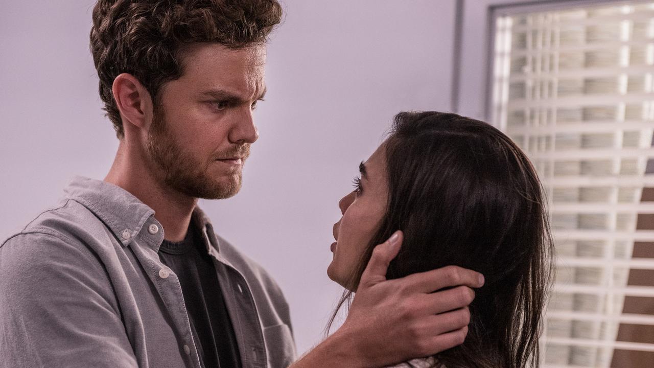 Jack Quaid (Richie) and Melissa Barrera (Sam) star in a scene from Scream.