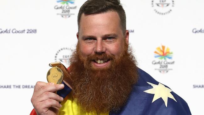 BRISBANE, AUSTRALIA - APRIL 11:  Gold medalist Daniel Repacholi of Australia poses during the medal ceremony for the Men's 50m Pistol Finals on day seven of the Gold Coast 2018 Commonwealth Games at Belmont Shooting Centre on April 11, 2018 in  Brisbane, Australia.  (Photo by Phil Walter/Getty Images)