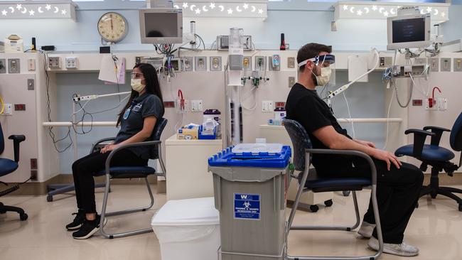 Healthcare workers in the US have started to receive the Pfizer-BioNTech COVID-19 Vaccine at Rady Children's Hospital in San Diego, California. Picture: Ariana Drehsler/AFP