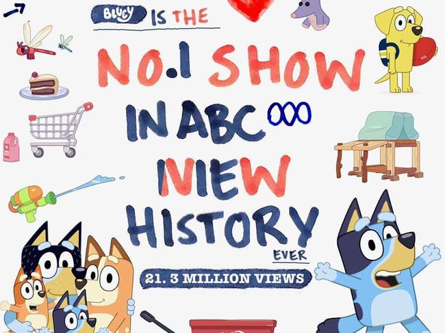 Bluey’s press release announcing that it’s ABC TV iview's most watched show EVER