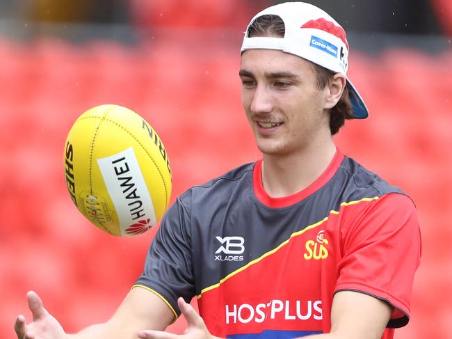 Sam Fletcher on the training track with Gold Coast.