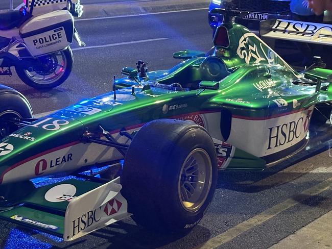 F1 car broke down on Franklin st - presumably for the Motorsport festival. Picture: Leon Georgiou