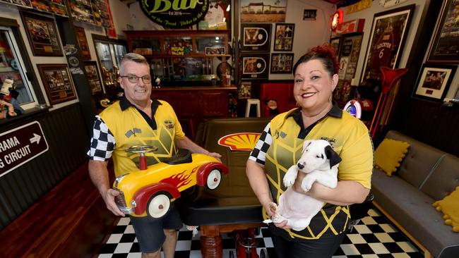 Jeff and Bernadette Cooper, with Bentley, from the Cyclones Rod and Custom Club. Picture: Evan Morgan