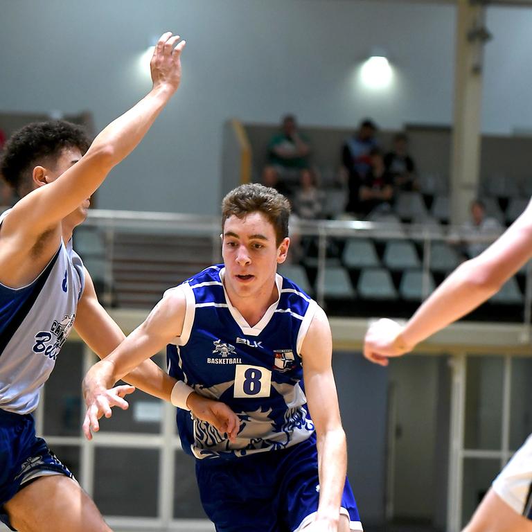 Ignatius Park college player Rory Hawke. Boys Final. Ignatius Park college vs Cairns SHS. Finals for Qld Schools Basketball Championships. Sunday September 22, 2019. (AAP image, John Gass)