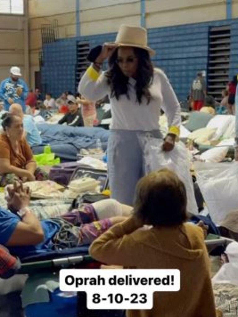 Oprah Winfrey has been delivering supplies to victims of the Hawaii fires. Picture: Supplied