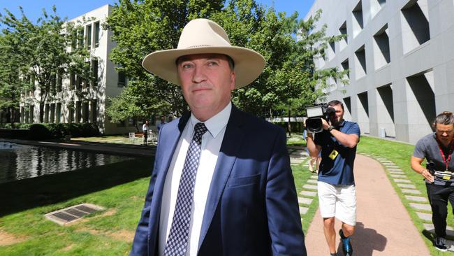 Deputy Prime Minister Barnaby Joyce during a press conference at Parliament House in Canberra. Picture Gary Ramage