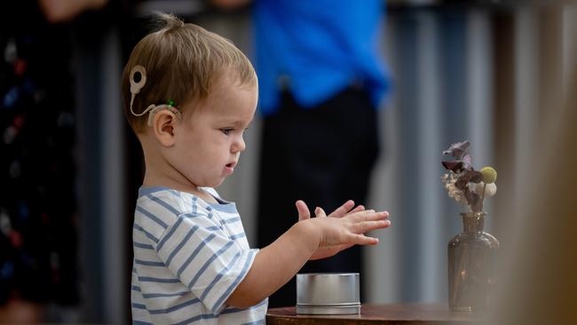 Henry Barras, who was diagnosed with hearing loss through a newborn screening and now thrives with his cochlear implant. Picture: Pema Tamang Pakhrin