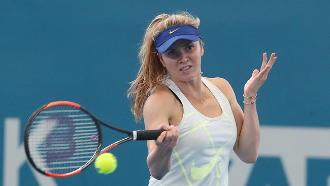 Elina Svitolina training at Pat Rafter Arena ahead of the Brisbane International. Pic Peter Wallis