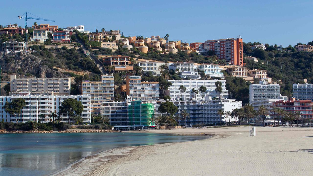 The empty Santa Ponca beach in Calvia, Spain, taken on Easter Sunday during a national lockdown to prevent the spread of the COVID-19 disease. Picture: Jaime Reina/AFP