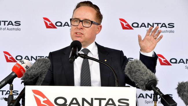 Qantas, led by Alan Joyce, has posted a $1.27bn loss for the six months to December. Picture: John Gass/NCA NewsWire