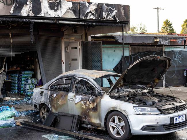 The fire spread to the nearby fruit and veg shop. Picture: Jason Edwards