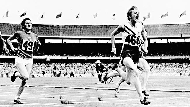 Betty Cuthbert wins the 100m final at the Melbourne Olympics.