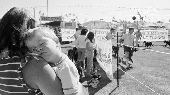 A collection of Graham Burstow's photography in Toowoomba during the 1970s and 1980s. Young boy sleeps at the dog show.