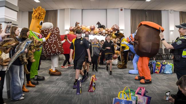 Students from Brighton Primary School at the showbags launch. Picture: RoyVphotography