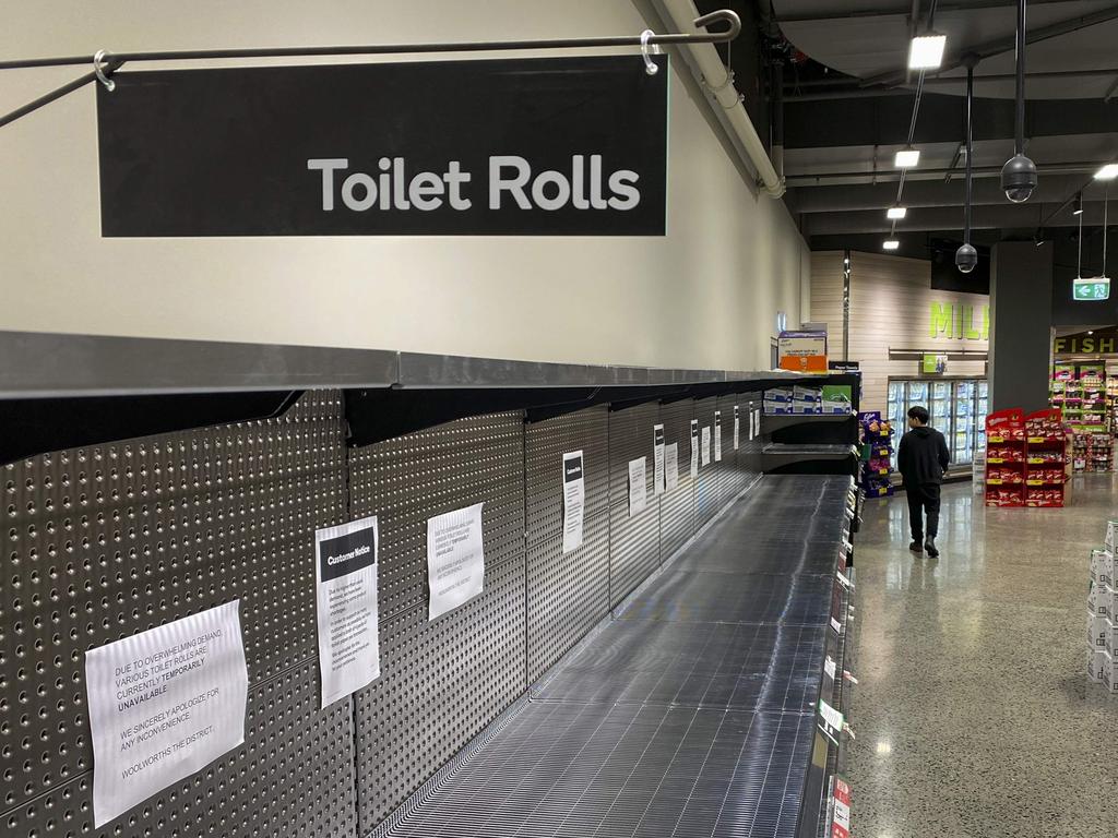 Customers are fearful of empty shelves like this returning. Picture: William WEST / AFP.