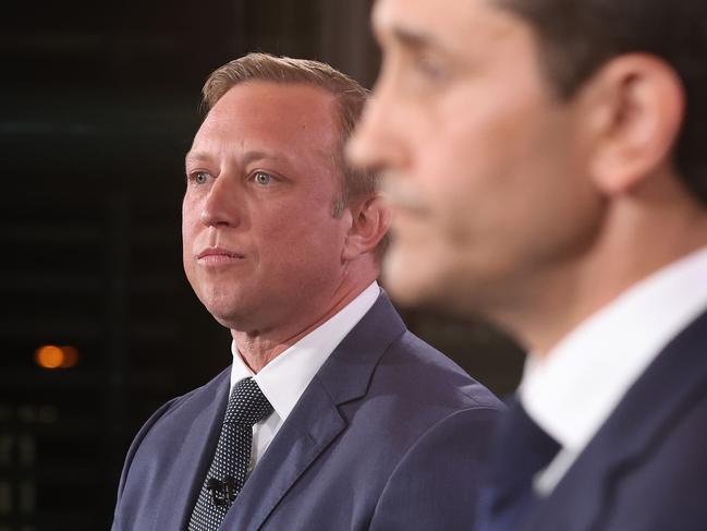 Premier Steven Miles and Opposition Leader David Crisafulli go head to head in the final election debate in front of 100 undecided voters at Suncorp Stadium. Pics Adam Head