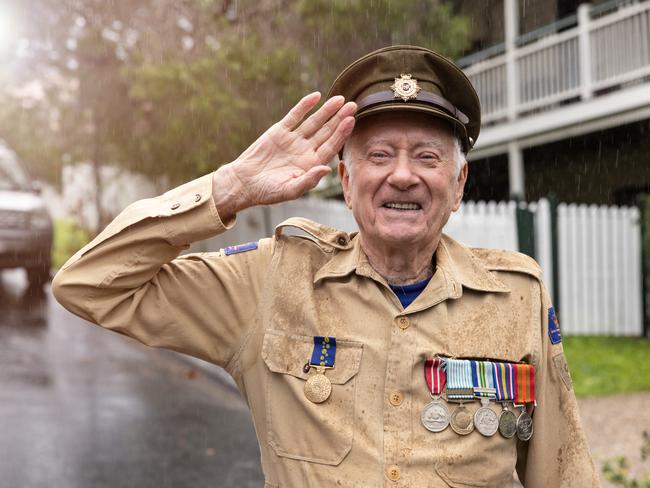 Army veteran Trevor Robinson held a Dawn Service in Paddington. Picture: Mike Curtain