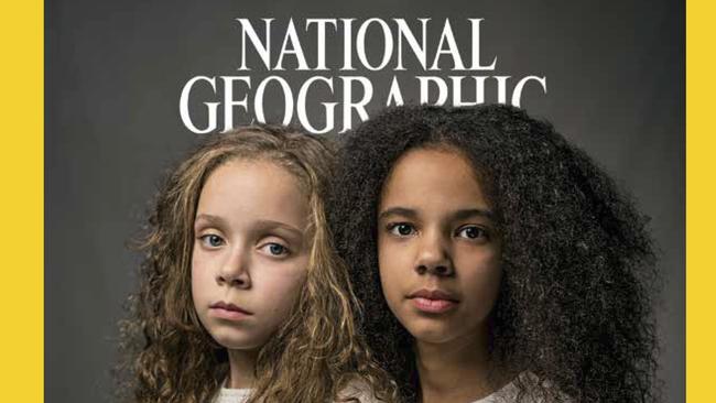 In this image provided by National Geographic, the cover of the April 2018 issue of National Geographic magazine, a single topic issue on the subject of race. (National Geographic via AP)