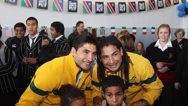 Anthony and Saia Fainga’a at Auckland’s Wesley College during the 2011 Rugby World Cup.