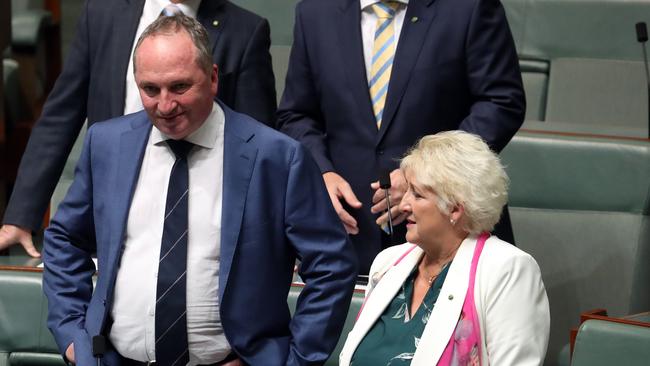 Barnaby Joyce with Michelle Landry at  Parliament on Thursday. Picture Gary Ramage