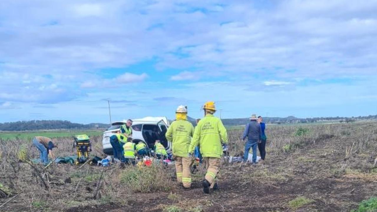 Emergency services have rushed to the scene of a truck v car collision outside Toowoomba.