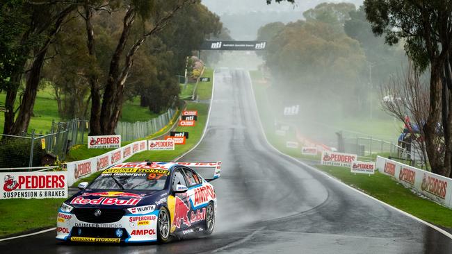 A soaked track at Mount Panorama.