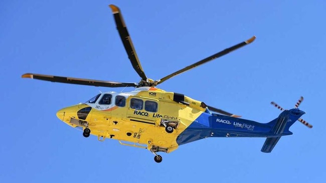 A rescue helicopter was called for a man who is in serious condition after his car rolled on a busy Cooloola Coast road. Picture: Alistair Brightman