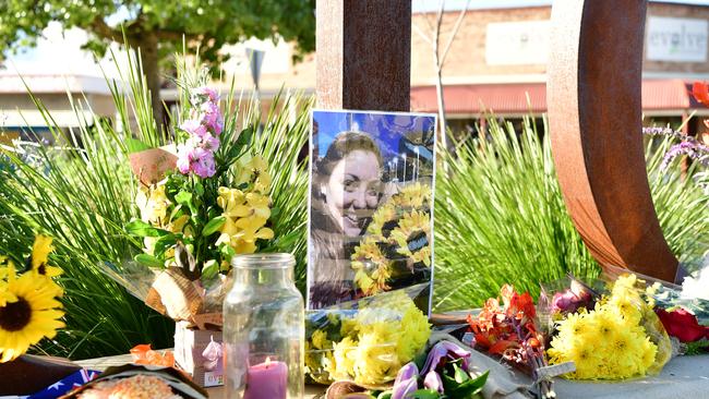 Tributes left at the Loxton sign for former resident Kirsty Boden, who died in the London terror attacks. Picture: Bianca De Marchi