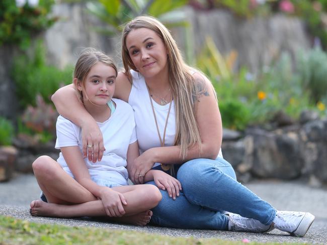 Hayley Hill with her 10-year-old daughter Sienna, who was choked by a boy at her school. Picture: Sue Graham