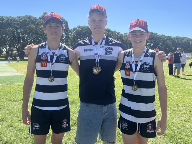 Fynn Wilkinson, Harry Cloke and Kaimana White, Junior SEQ AFL grand finals, 2024