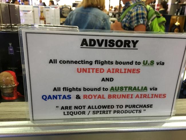 Bans on duty free items by Qantas and Royal Brunai Airlines. Picture: Supplied