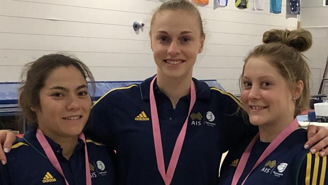 Georgia Godwin, Georgia-Rose Brown and Rianna Mizzen ahead of the Commonwealth Games.